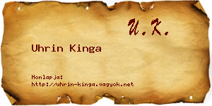 Uhrin Kinga névjegykártya